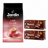 Кофе в зернах и 2 упаковки печенья Choco Pie